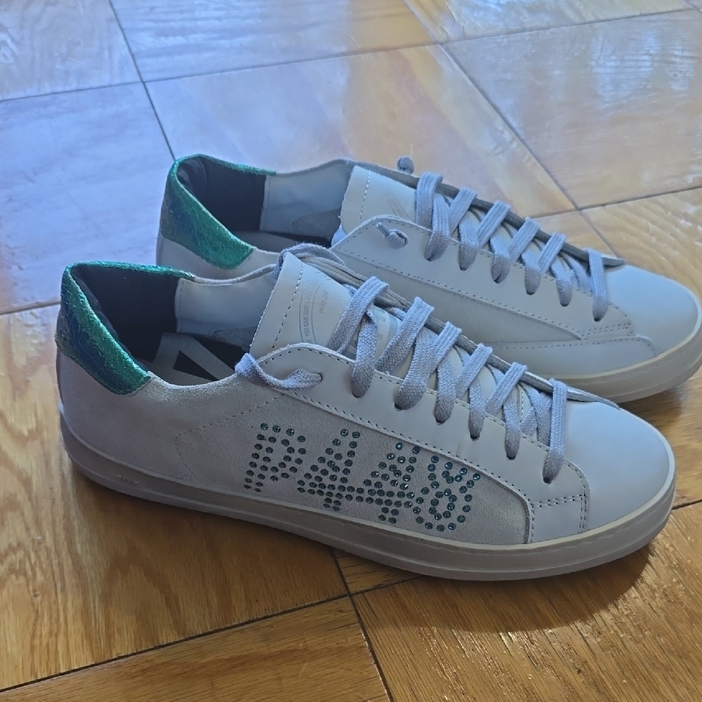 P448 White and Green Sneakers